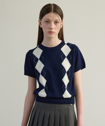 TTUDEMENT（トュードメント）の「ARGYLE HALF KNIT PULLOVER NAVY（ニット/セーター）」