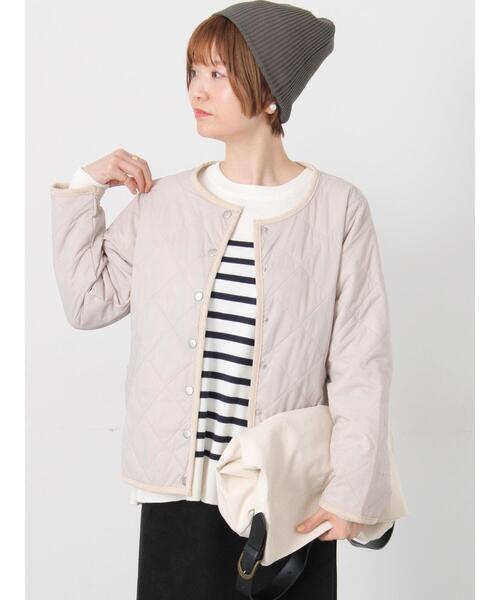 Lugnoncure(ルノンキュール)の「パッカブルノーカラーブルゾン(ブルゾン・レディース・ブラウン/ベージュ/チャコールグレー/ブラック・M/L)」の4枚目の写真