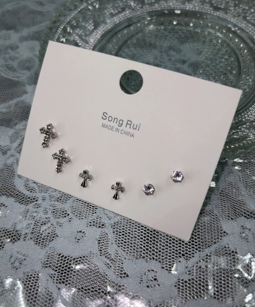 MASHIRO(マシロ)の「ワンポイントクロスモチーフミックスピアス6点セット(MA/EK382)(ピアス(両耳用)・レディース・シルバー・FREE)」の11枚目の写真