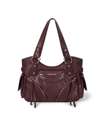 IUGAMAKARAS | Studded Leather Shoulder Bag (Burgundy)(ショルダーバッグ)