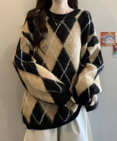 セール】アーガイル柄ニットプルオーバー（ニット/セーター）｜ViViDAY