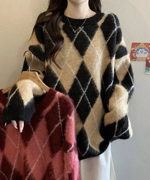 LIZLISAアーガイル柄ニットセーター　ピンク　モカ　当時物 LIZLISAアーガイル柄ニットセーター ピンク モカ 当時物 - メルカリ