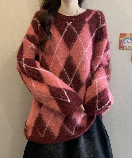 ✨新品タグ付き✨バーバリー ワンピース アーガイル柄 ニット ウール 4サイズ セール】アーガイル柄ニットプルオーバー（ニット/セーター）｜ViViDAY