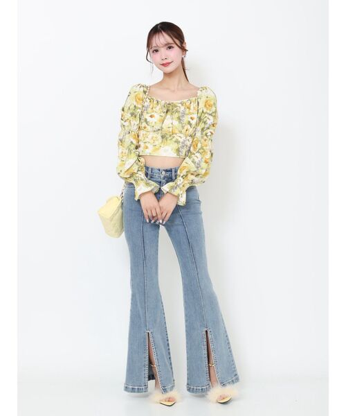 EATME(イートミー)の「フロントビジュースリットデニムパンツ(デニムパンツ・レディース・ブラック/ライトブルー・SMALL/MEDIUM)」の3枚目の写真