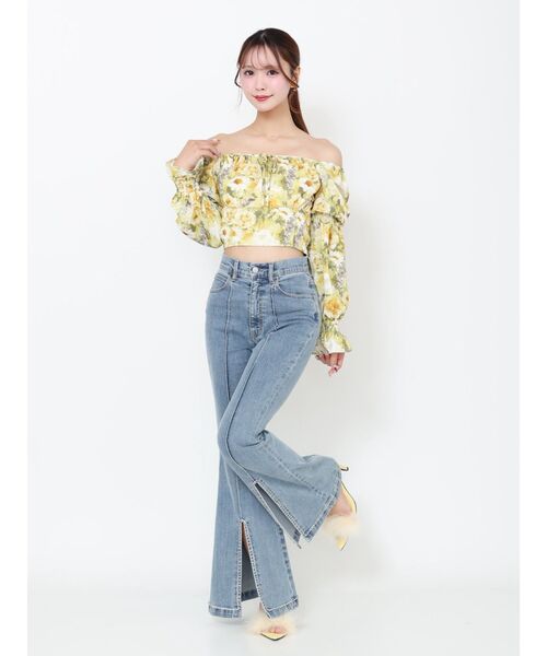 EATME(イートミー)の「フロントビジュースリットデニムパンツ(デニムパンツ・レディース・ブラック/ライトブルー・SMALL/MEDIUM)」の5枚目の写真