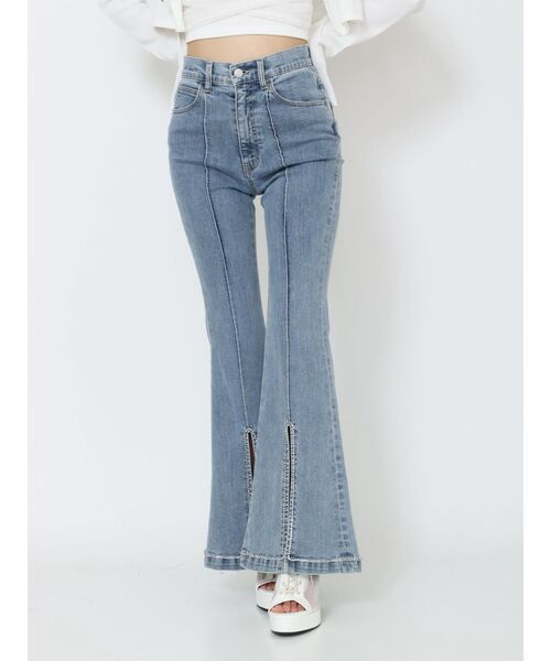 EATME(イートミー)の「フロントビジュースリットデニムパンツ(デニムパンツ・レディース・ブラック/ライトブルー・SMALL/MEDIUM)」の6枚目の写真
