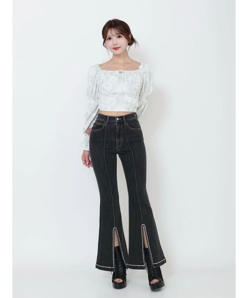 EATME(イートミー)の「フロントビジュースリットデニムパンツ(デニムパンツ・レディース・ブラック/ライトブルー・SMALL/MEDIUM)」の15枚目の写真