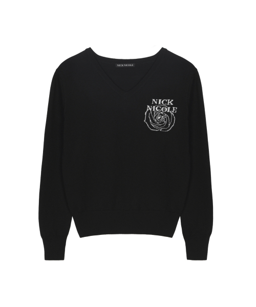 NICK&NICOLE(ニックアンドニコール)の「NICOLE MINI ROSE JAQUARD KNIT_BLACK(ニット/セーター・レディース・ブラック・FREE)」の4枚目の写真