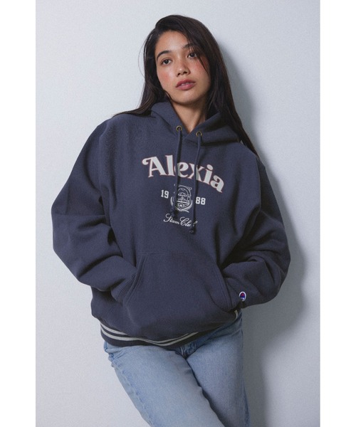ALEXIA STAM（アリシアスタン）の「[Champion for ALEXIA STAM] Crew Neck Sweatshirt /別注 Championパーカー（パーカー・レディース・ライトグレー/ネイビー・M）」の9枚目の写真