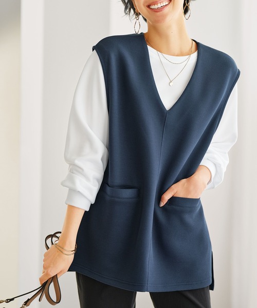 BELLUNA PLUS(ベルーナ)の「インナー付Vネックベストアンサンブル(アンサンブル・レディース・ネイビー/ライトカーキ/ブラック・LARGE/X-LARGE/MEDIUM)」の13枚目の写真
