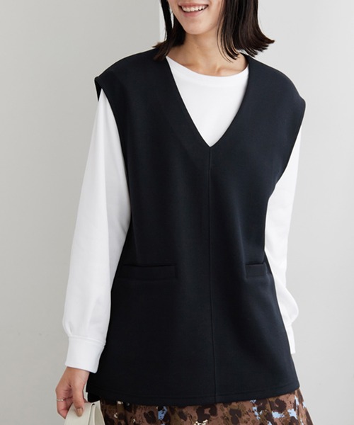 BELLUNA PLUS(ベルーナ)の「インナー付Vネックベストアンサンブル(アンサンブル・レディース・ネイビー/ライトカーキ/ブラック・LARGE/X-LARGE/MEDIUM)」の15枚目の写真