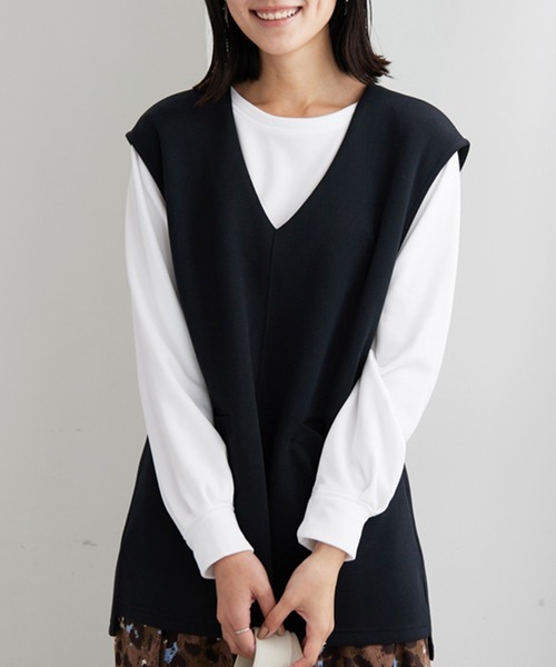 BELLUNA PLUS(ベルーナ)の「インナー付Vネックベストアンサンブル(アンサンブル・レディース・ネイビー/ライトカーキ/ブラック・LARGE/X-LARGE/MEDIUM)」の17枚目の写真