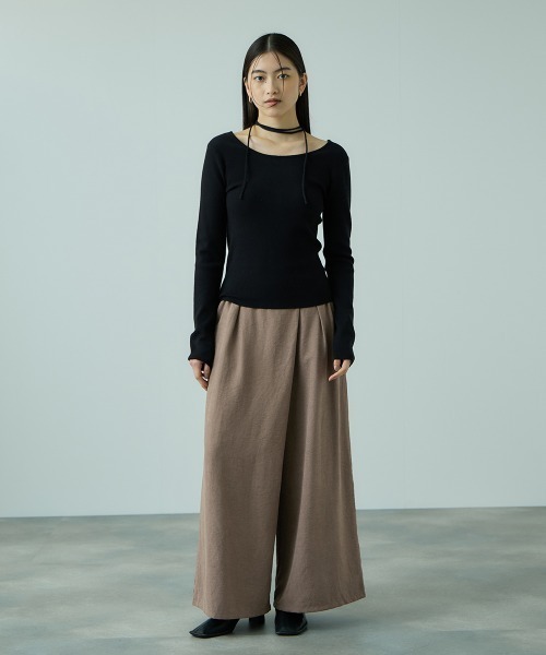 VICKY(ビッキー)の「フィブリルサテンラップワイドパンツ≪洗濯機で洗える≫(その他パンツ・レディース・ダークグレー/ブラウン/ライトグレー・M)」の6枚目の写真