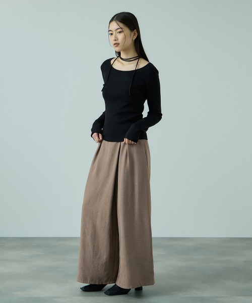 VICKY(ビッキー)の「フィブリルサテンラップワイドパンツ≪洗濯機で洗える≫(その他パンツ・レディース・ダークグレー/ブラウン/ライトグレー・M)」の7枚目の写真