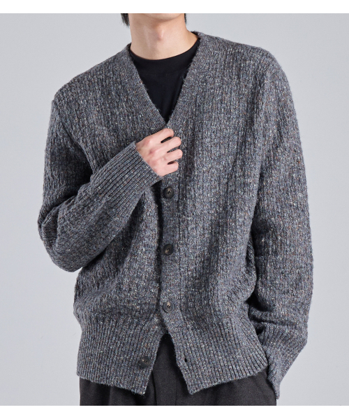 BUTTON SEOUL(ボタンソウル)の「ウールブレンドテクスチャーニットカーディガン(チャコール)(カーディガン/ボレロ・メンズ・その他・MEDIUM/LARGE/X-LARGE)」の1枚目の写真