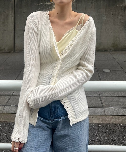 【専用】UND PIN TUCK LACE LIKE KNIT TOP UND PIN TUCK LACE LIKE KNIT TOP（ニット/セーター）｜Ameri（アメリ