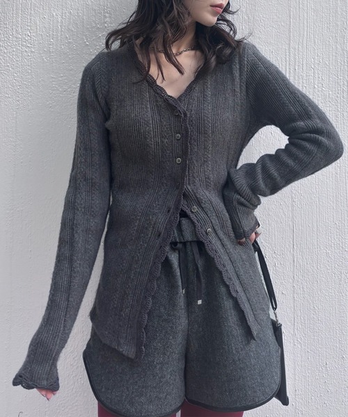 UND PIN TUCK LACE LIKE KNIT TOP（ニット/セーター）｜Ameri（アメリ