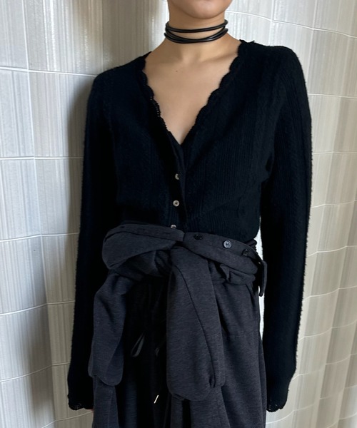 UND PIN TUCK LACE LIKE KNIT TOP（ニット/セーター）｜Ameri（アメリ