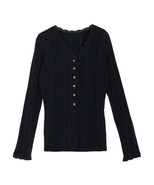 UND PIN TUCK LACE LIKE KNIT TOP（ニット/セーター）｜Ameri（アメリ