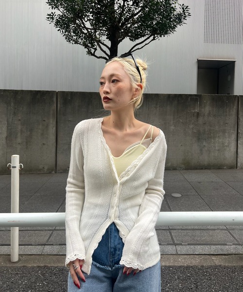 UND PIN TUCK LACE LIKE KNIT TOP（ニット/セーター）｜Ameri（アメリ