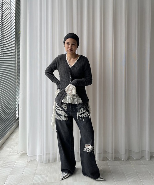 UND PIN TUCK LACE LIKE KNIT TOP（ニット/セーター）｜Ameri（アメリ