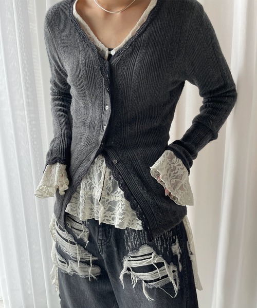 【専用】UND PIN TUCK LACE LIKE KNIT TOP UND PIN TUCK LACE LIKE KNIT TOP（ニット/セーター）｜Ameri（アメリ