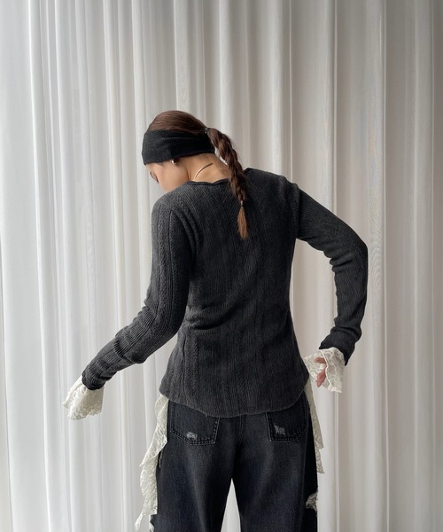 UND PIN TUCK LACE LIKE KNIT TOP（ニット/セーター）｜Ameri（アメリ