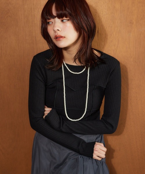 mysty woman(ミスティウーマン)の「ビスチェキリカエインナー 638070(ニット/セーター・レディース・オフホワイト/グレー/ブラック・FREE)」の20枚目の写真