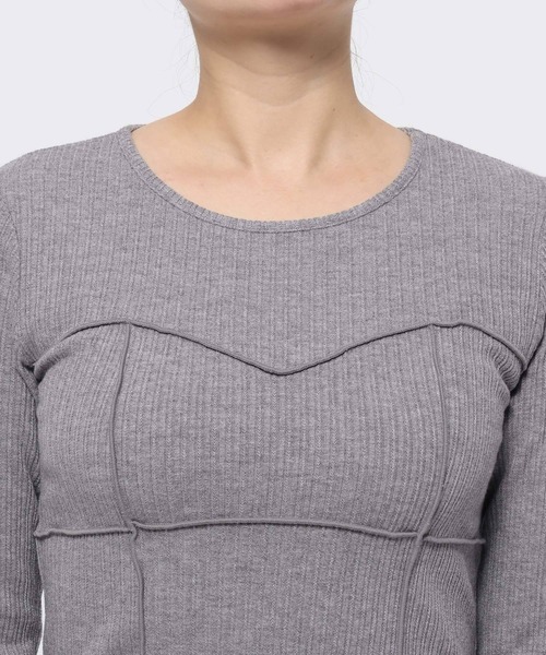 mysty woman(ミスティウーマン)の「ビスチェキリカエインナー 638070(ニット/セーター・レディース・オフホワイト/グレー/ブラック・FREE)」の9枚目の写真