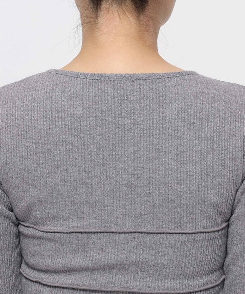 mysty woman(ミスティウーマン)の「ビスチェキリカエインナー 638070(ニット/セーター・レディース・オフホワイト/グレー/ブラック・FREE)」の12枚目の写真