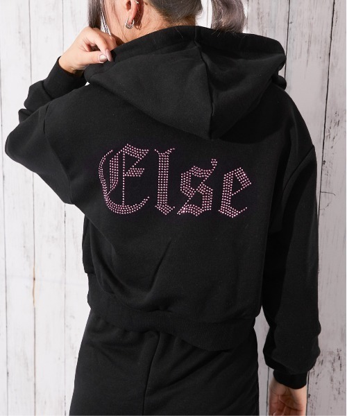 GORGE(ゴージ)の「《ビジューElseロゴ×ショート丈》裏起毛ジップパーカー 秋冬◎(パーカー・レディース・オフホワイト/グレー/ブラック・F)」の2枚目の写真