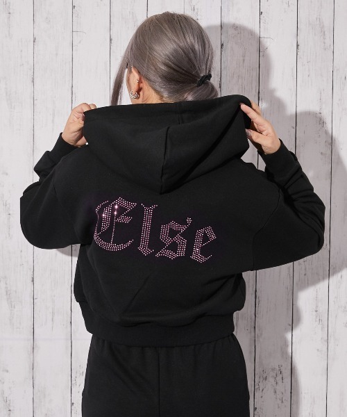 GORGE(ゴージ)の「《ビジューElseロゴ×ショート丈》裏起毛ジップパーカー 秋冬◎(パーカー・レディース・オフホワイト/グレー/ブラック・F)」の6枚目の写真
