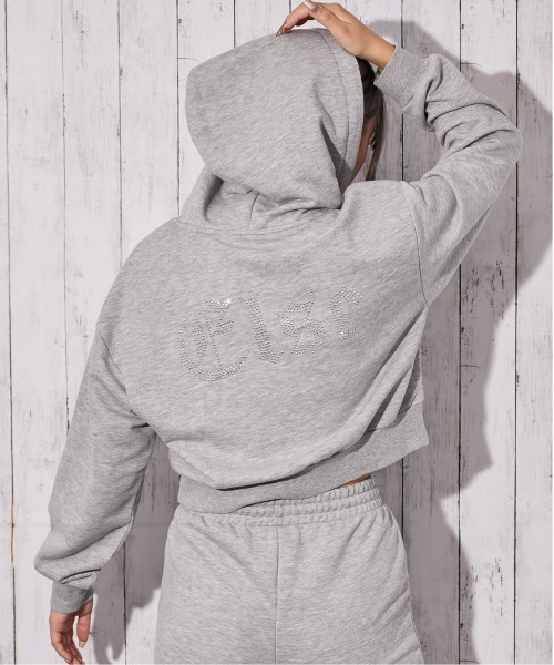 GORGE(ゴージ)の「《ビジューElseロゴ×ショート丈》裏起毛ジップパーカー 秋冬◎(パーカー・レディース・オフホワイト/グレー/ブラック・F)」の14枚目の写真