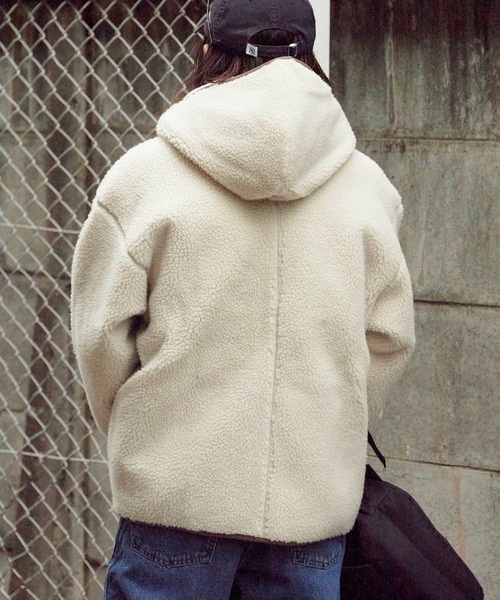 Calvin Klein Jeans（カルヴァンクラインジーンズ）の「Calvin Klein/カルバンクライン SHERPA FUNNEL NECK FULL ZIP HOODIE フルジップ ボアジャケット（ブルゾン・メンズ・ベージュ・M/L/XL）」の6枚目の写真