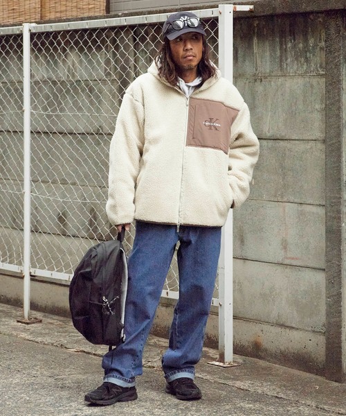 Calvin Klein Jeans（カルヴァンクラインジーンズ）の「Calvin Klein/カルバンクライン SHERPA FUNNEL NECK FULL ZIP HOODIE フルジップ ボアジャケット（ブルゾン・メンズ・ベージュ・M/L/XL）」の9枚目の写真