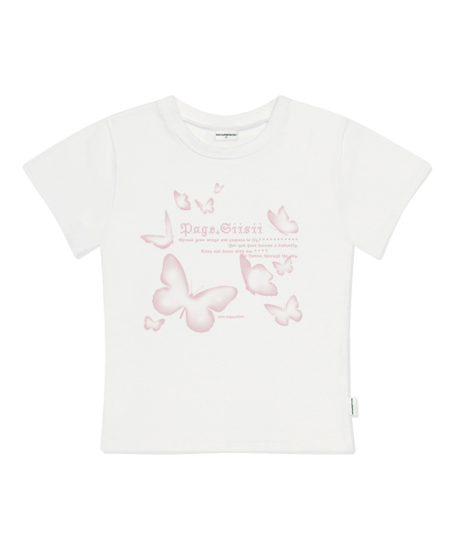 PAGESIISII（ページシシ）の「モザイクバタフライプリントスリムフィット半袖Tシャツアイボリー（Tシャツ/カットソー・レディース・その他・MEDIUM）」の2枚目の写真