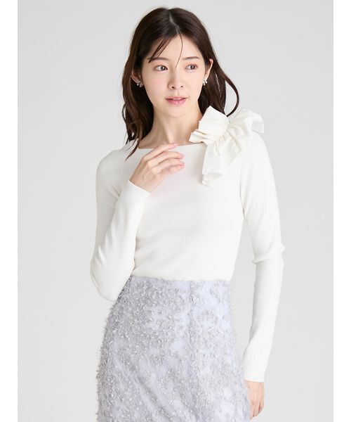CELFORD（セルフォード）の「アシメフリルニットプルオーバー（ニット/セーター・レディース・サックスブルー/ブラック/オフホワイト・F）」の12枚目の写真