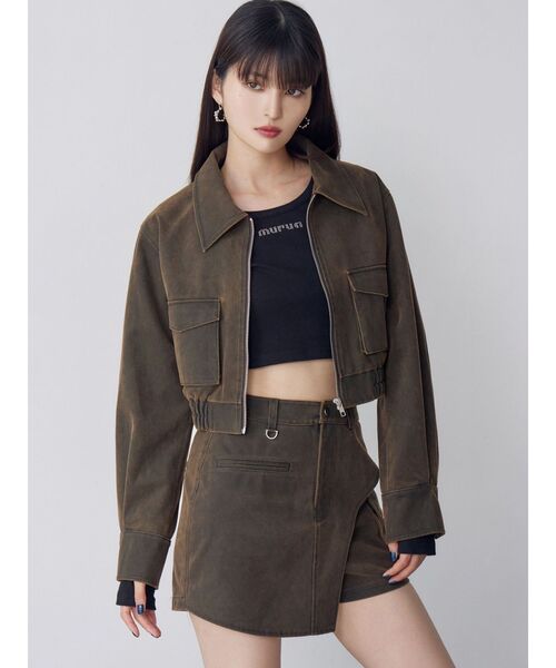 セットアップ対応】フェイクレザーショートフライトジャケット