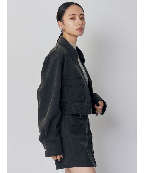 セットアップ対応】フェイクレザーショートフライトジャケット