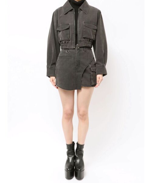 MURUA（ムルーア）の「【セットアップ対応】フェイクレザーショートフライトジャケット（ブルゾン・レディース・ブラック/ブラウン・FREE）」の12枚目の写真