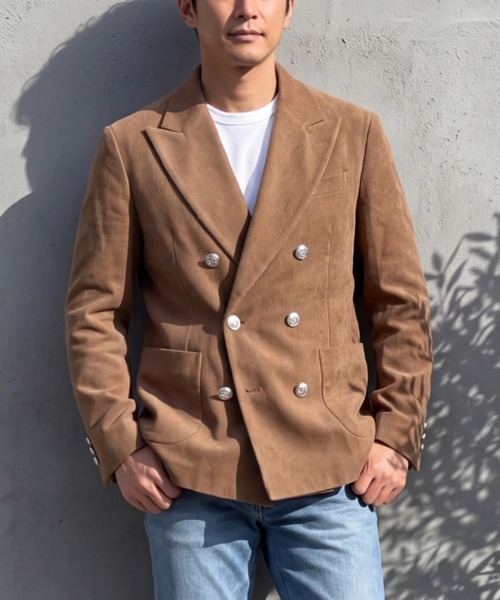 TMT(ティーエムティー)の「【TMT/ティーエムティー】CORDUROY DOUBLE JACKET(テーラードジャケット・メンズ・ブラウン/ネイビー・MEDIUM/LARGE)」の1枚目の写真