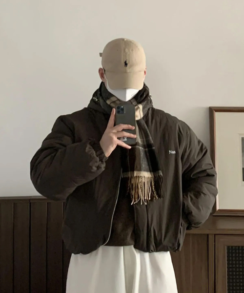 NUS(ナス)の「YEI Logo Hood Padding Jacket (brown)(ダウンジャケット/コート・メンズ・その他・FREE)」の1枚目の写真