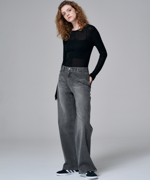 MALOUPE(マロップ)の「5106 スリムフィットシースルーティーシャツ (ブラック)(Tシャツ/カットソー・レディース・ブラック・FREE)」の6枚目の写真