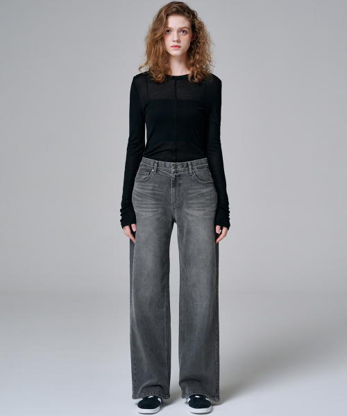 MALOUPE(マロップ)の「5106 スリムフィットシースルーティーシャツ (ブラック)(Tシャツ/カットソー・レディース・ブラック・FREE)」の9枚目の写真