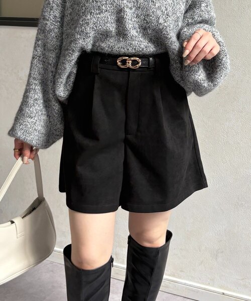 Thevon（ゼボン）の「Fスエードタックハーフパンツ（その他パンツ・レディース・ブラウン/ブラック・FREE）」の3枚目の写真