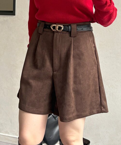 Thevon（ゼボン）の「Fスエードタックハーフパンツ（その他パンツ・レディース・ブラウン/ブラック・FREE）」の10枚目の写真
