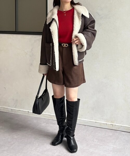 Thevon（ゼボン）の「Fスエードタックハーフパンツ（その他パンツ・レディース・ブラウン/ブラック・FREE）」の15枚目の写真