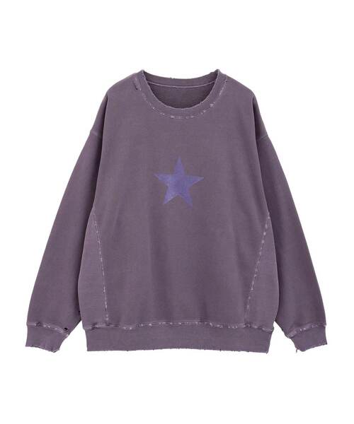 CONVERSE TOKYO(コンバーストウキョウ)の「STAR★ DAMAGED SWEAT(スウェット・レディース・ボルドー/スミクロ/パープル・SMALL/MEDIUM)」の1枚目の写真