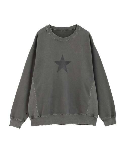 CONVERSE TOKYO(コンバーストウキョウ)の「STAR★ DAMAGED SWEAT(スウェット・レディース・ボルドー/スミクロ/パープル・SMALL/MEDIUM)」の2枚目の写真