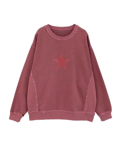 CONVERSE TOKYO(コンバーストウキョウ)の「STAR★ DAMAGED SWEAT(スウェット・レディース・ボルドー/スミクロ/パープル・SMALL/MEDIUM)」の3枚目の写真